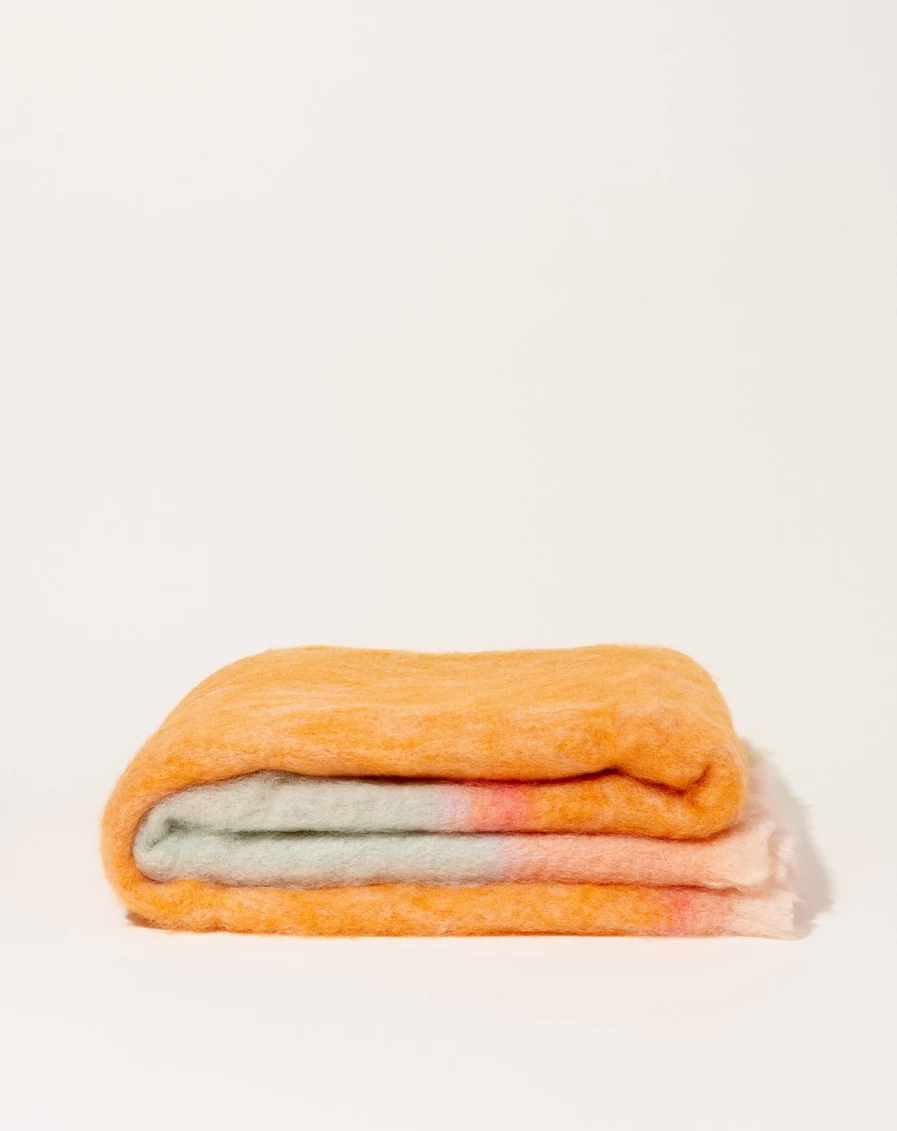 Mantas Ezcaray Mohair Melon Candy Rozco Luxury Throw Blanket