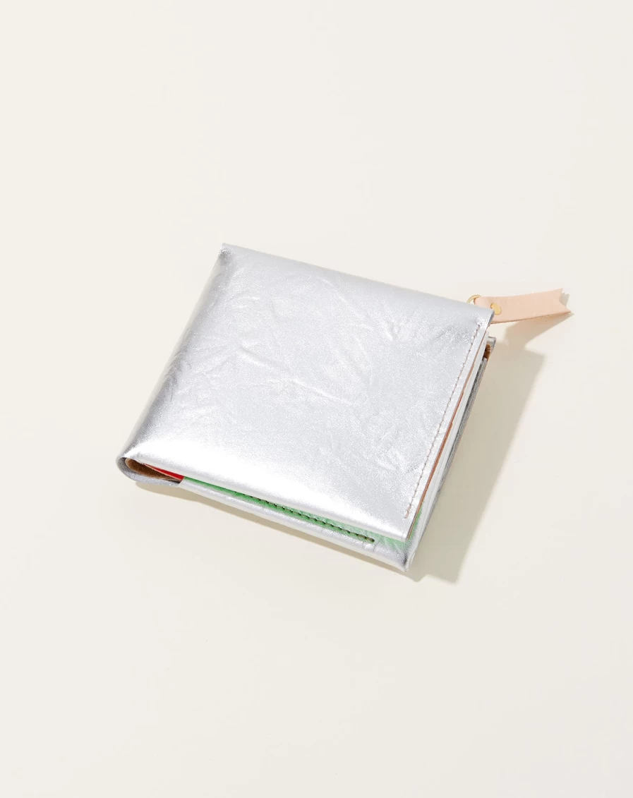 Carmine Metal One Wallet - Slim Silver & Neon RFID Blocking Minimalist Wallet