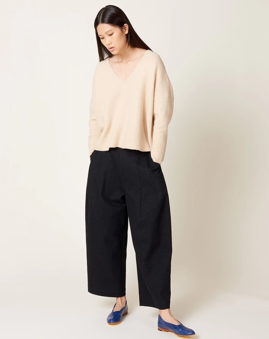 "7115 by Szeki Navy & Black Pleated Trousers for Men/Women | High-Waisted Slim Fit Dress Pants"