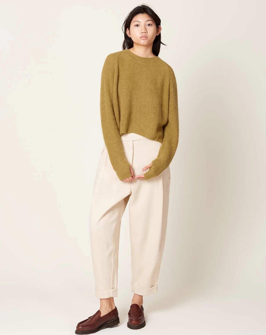 Cordera Women's Olive Green Long Sleeve Sweater - Suri Knit Pullover