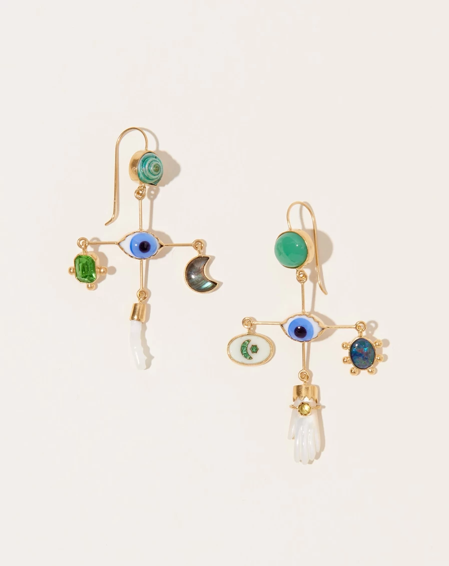 Grainne Morton Handcrafted Eye Cross Drop Earrings - Unique Bohemian Jewelry for Women