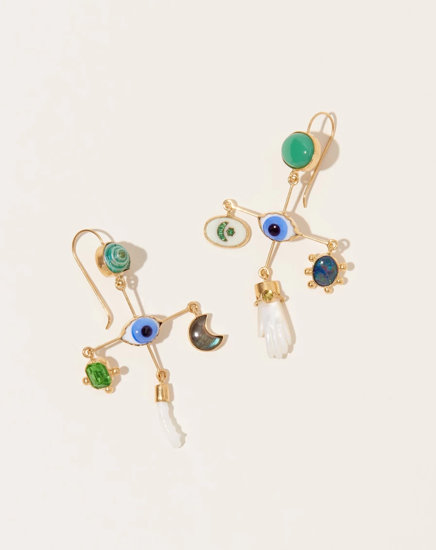 Grainne Morton Handcrafted Eye Cross Drop Earrings - Unique Bohemian Jewelry for Women