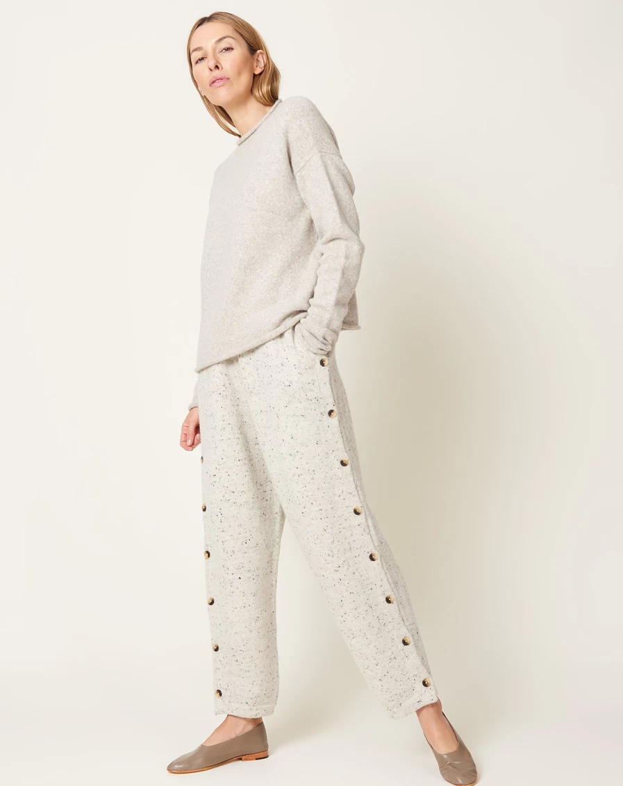 Lauren Manoogian White Tweed Button-Front Trousers