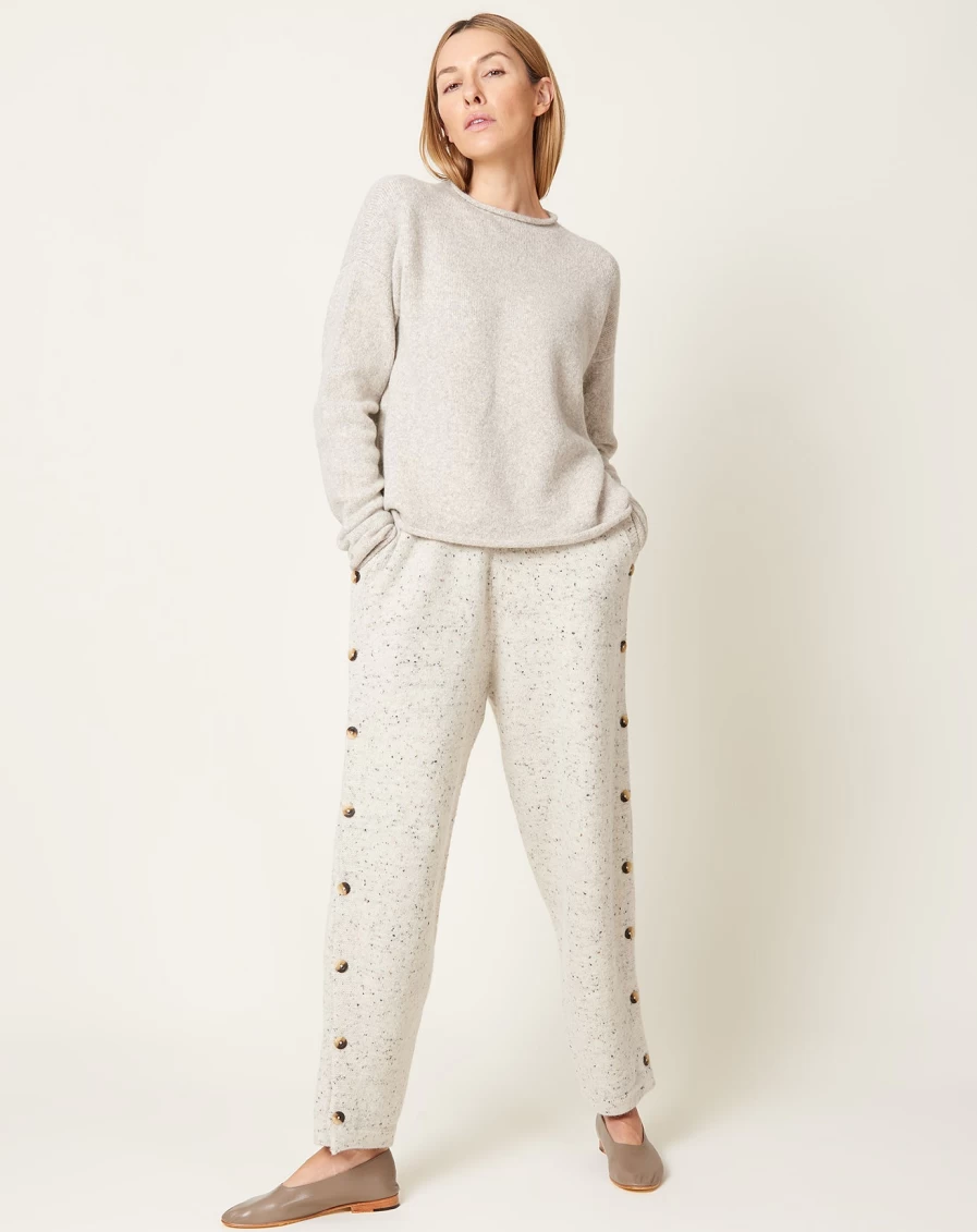 Lauren Manoogian White Tweed Button-Front Trousers