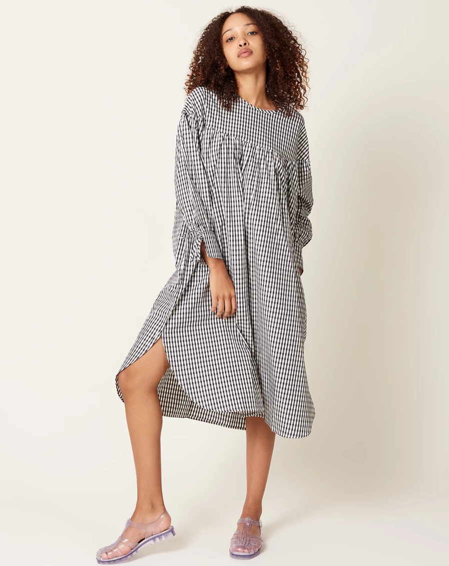 Kowtow Juno Mini Check Dress - Sustainable Cotton A-Line Women's Dress