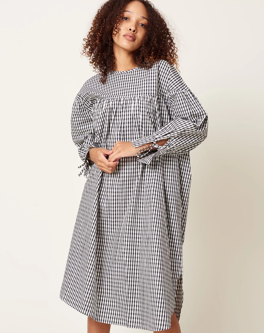 Kowtow Juno Mini Check Dress - Sustainable Cotton A-Line Women's Dress