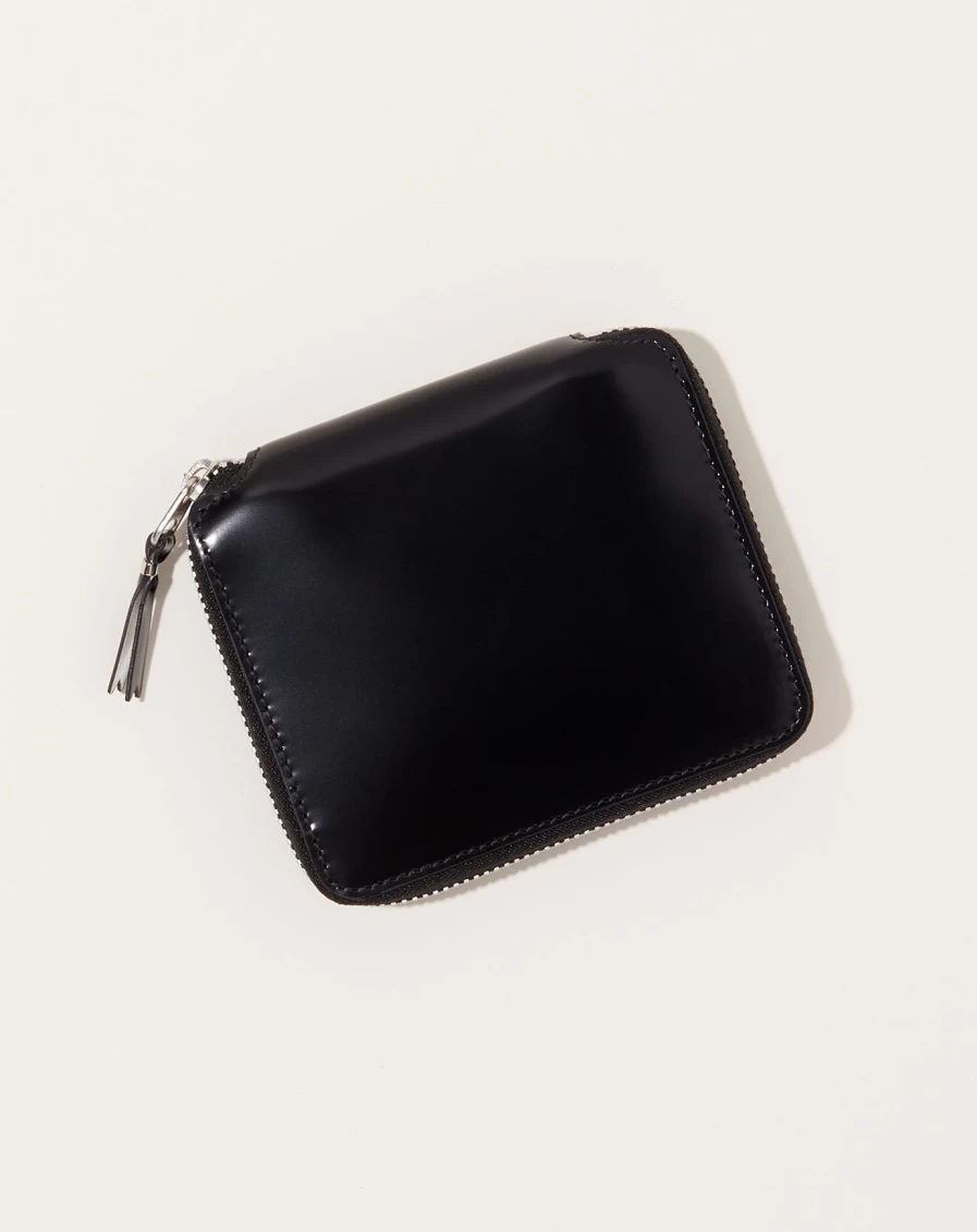 Comme des Garçons Silver Mirror Inside Full Zip Wallet