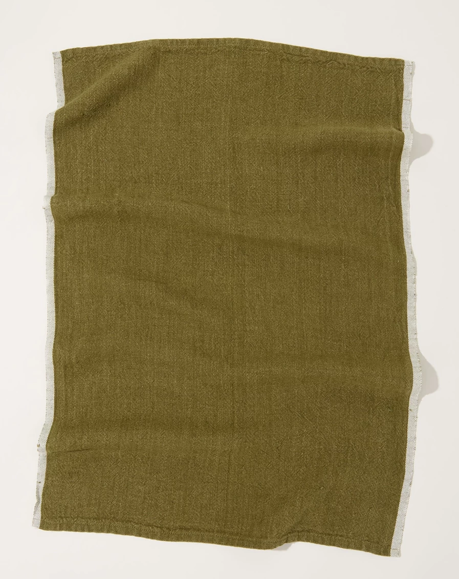 "Caravan Forest Green Chunky Linen Towel Set - 2-Piece Bath Towels"