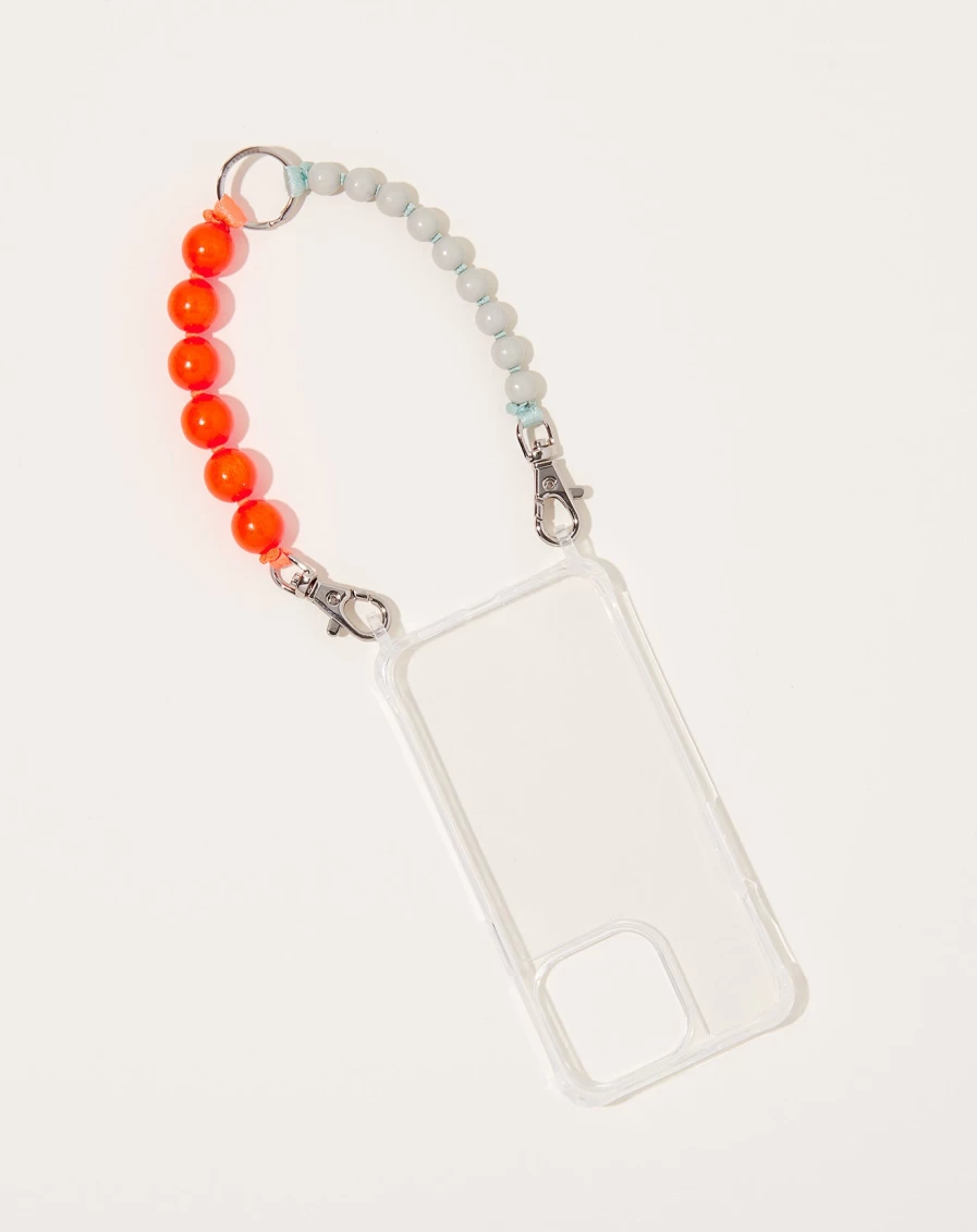Ina Seifart Handykette Short iPhone Holder - Grey & Neon Orange Crossbody Strap for Smartphones