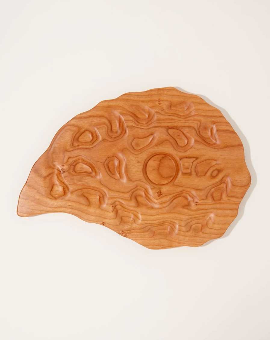 18-Well Cherry Wood Oyster Serving Platter by Oyster River Joinery – Handcrafted Appetizer Tray