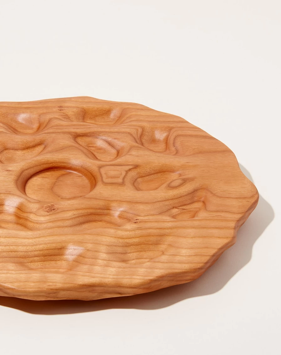 18-Well Cherry Wood Oyster Serving Platter by Oyster River Joinery – Handcrafted Appetizer Tray