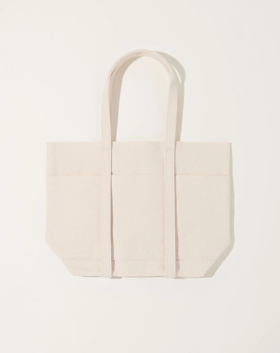 Amiacalva White Washed Canvas Small 6-Pocket Tote Bag for Everyday Use