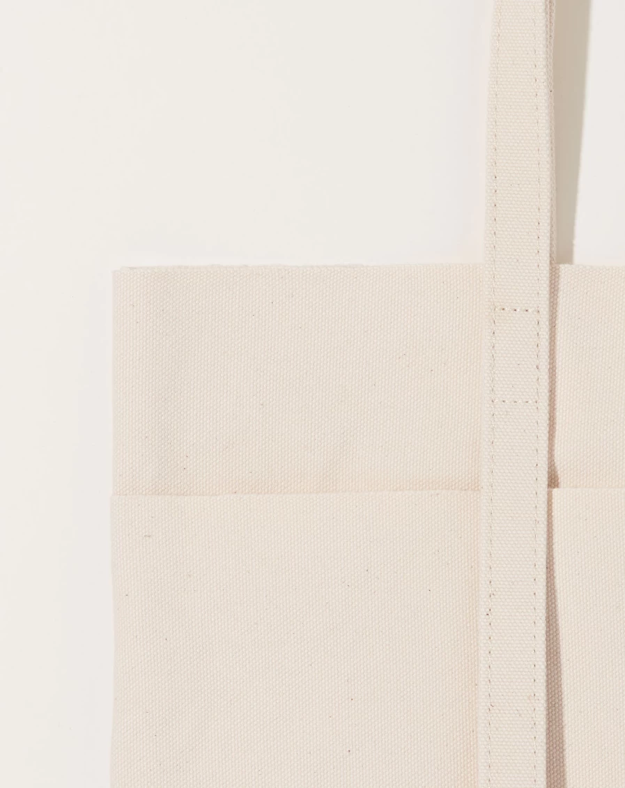 Amiacalva White Washed Canvas Small 6-Pocket Tote Bag for Everyday Use
