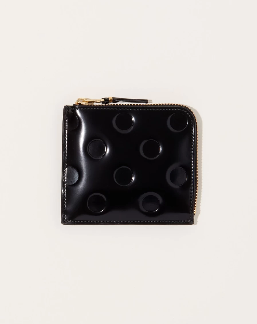 Comme des Garcons Black Polka Dot Embossed Zip Around Wallet