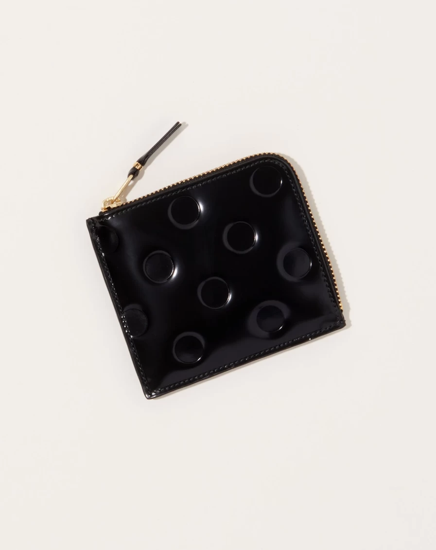 Comme des Garcons Black Polka Dot Embossed Zip Around Wallet