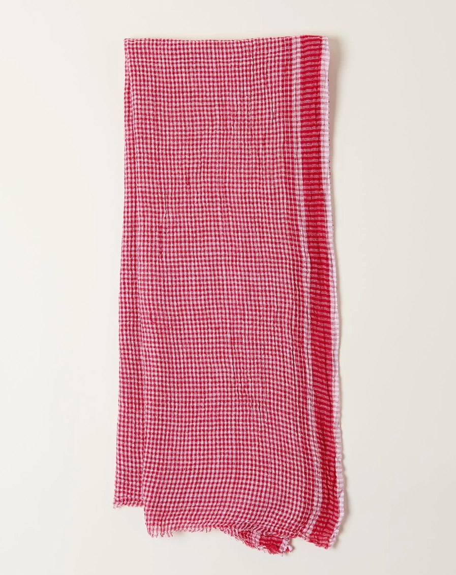 Auntie Oti Red Gingham Scarf - Lightweight Soft Fashion Accessory for Women & Men