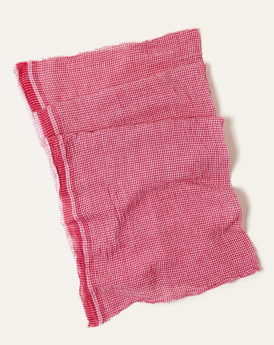 Auntie Oti Red Gingham Scarf - Lightweight Soft Fashion Accessory for Women & Men