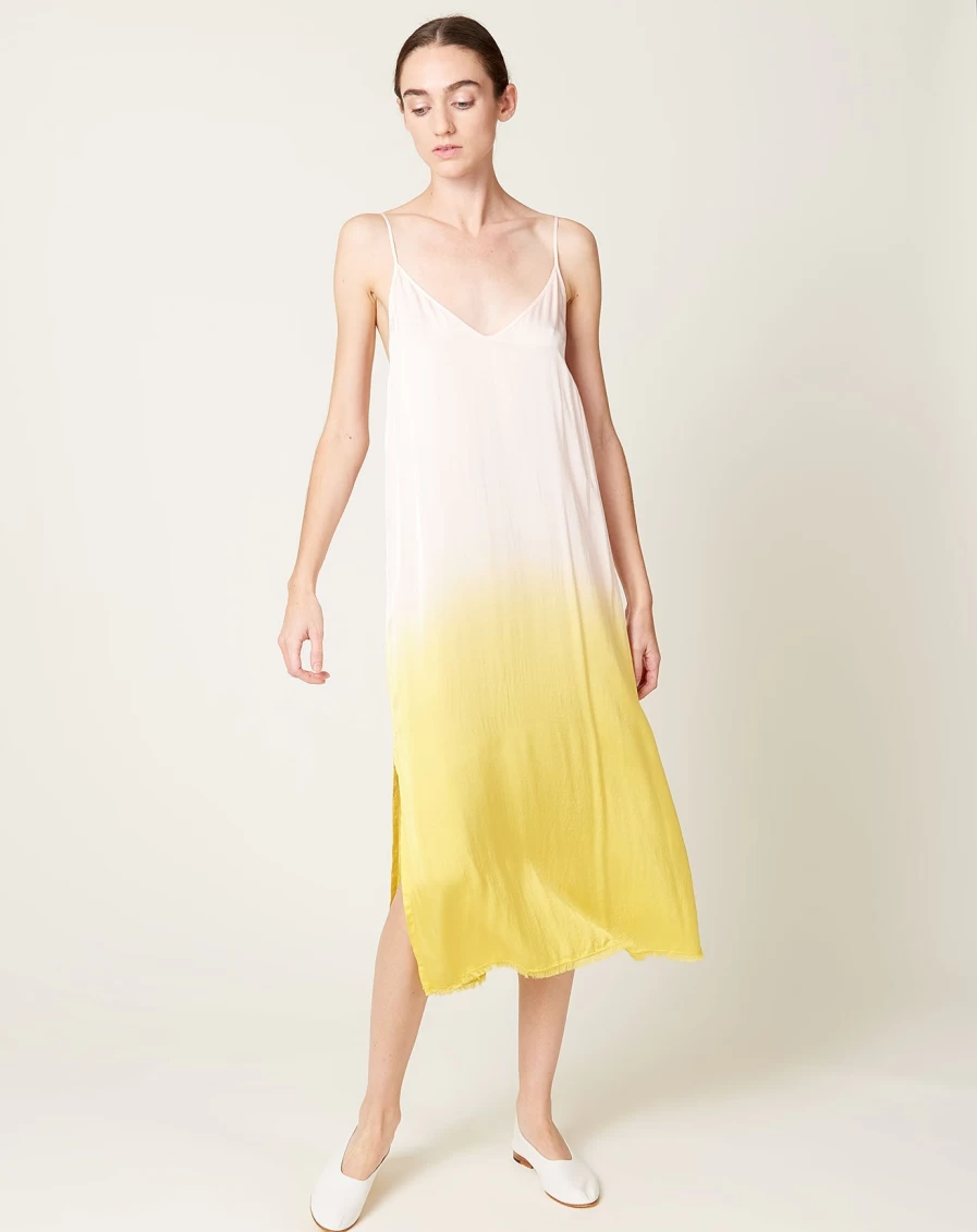 Raquel Allegra Pale Rose Dip Dye Slip Dress - Soft Washable Rayon Elegant Nightwear