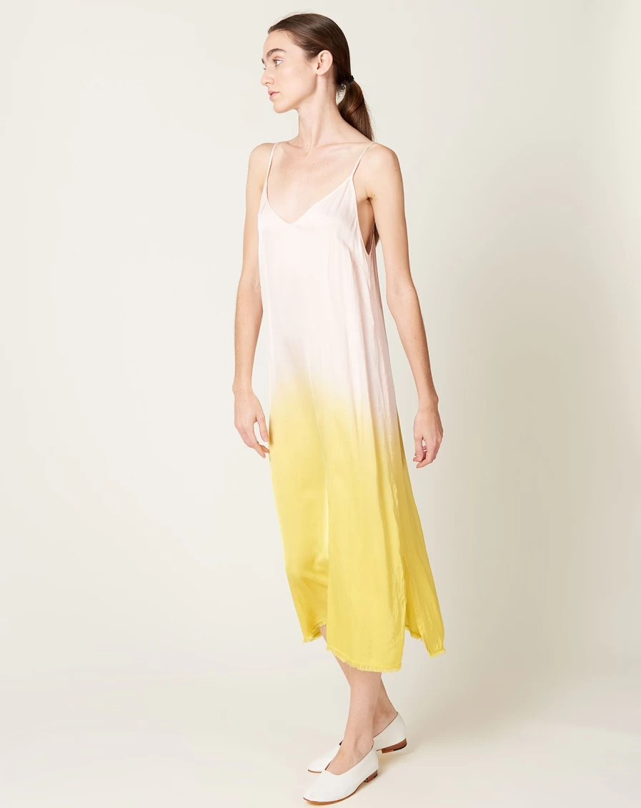 Raquel Allegra Pale Rose Dip Dye Slip Dress - Soft Washable Rayon Elegant Nightwear