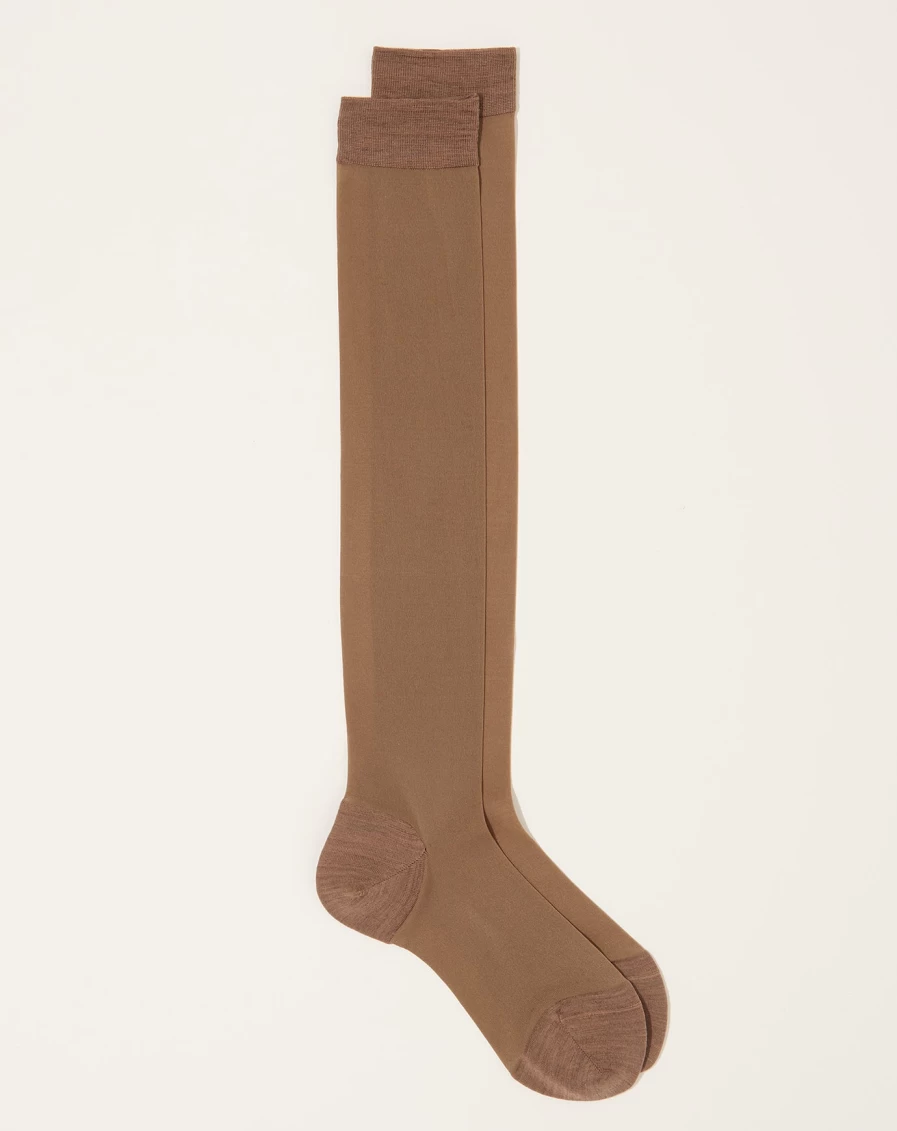 "Babaco Sheer Khaki Brown Stockings – Premium Nylon Stockings for Women"