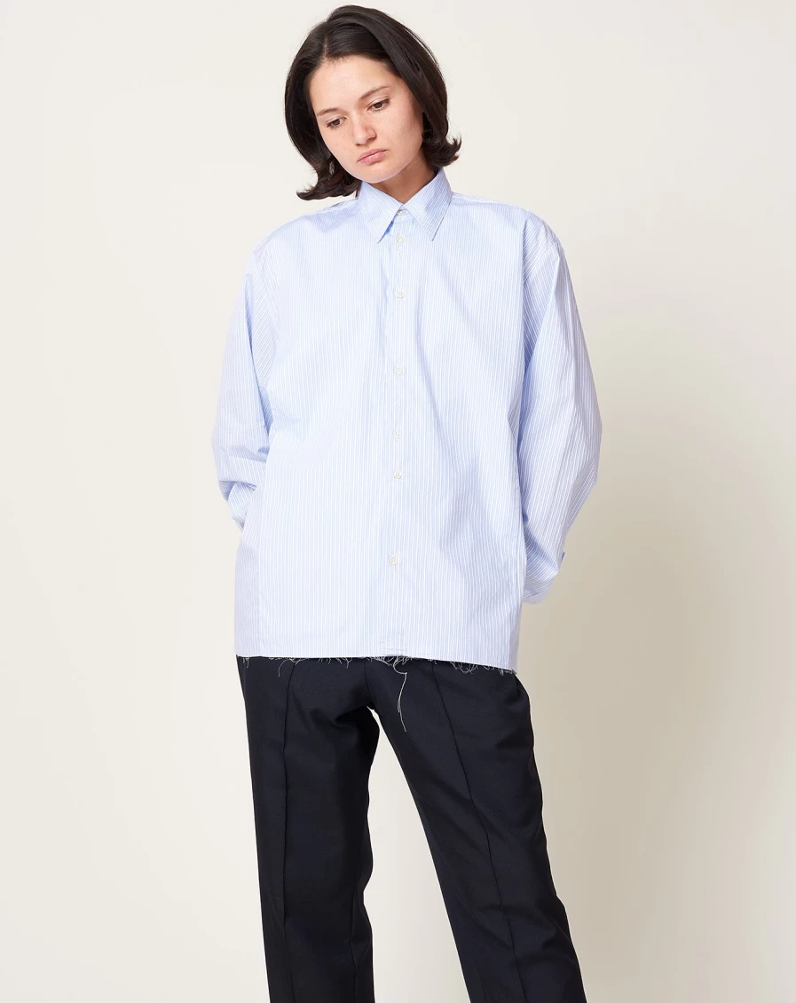 "Camiel Fortgens Blue and White Striped Pocket Shirt – Stylish Casual Wear"