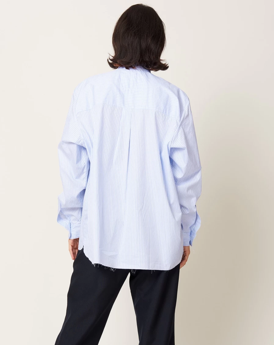 "Camiel Fortgens Blue and White Striped Pocket Shirt – Stylish Casual Wear"