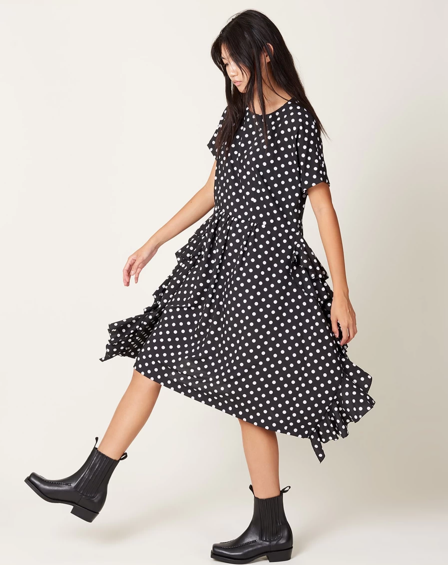 "Comme des Garçons Black & White Polka Dot Dress - Broad Dots Design"