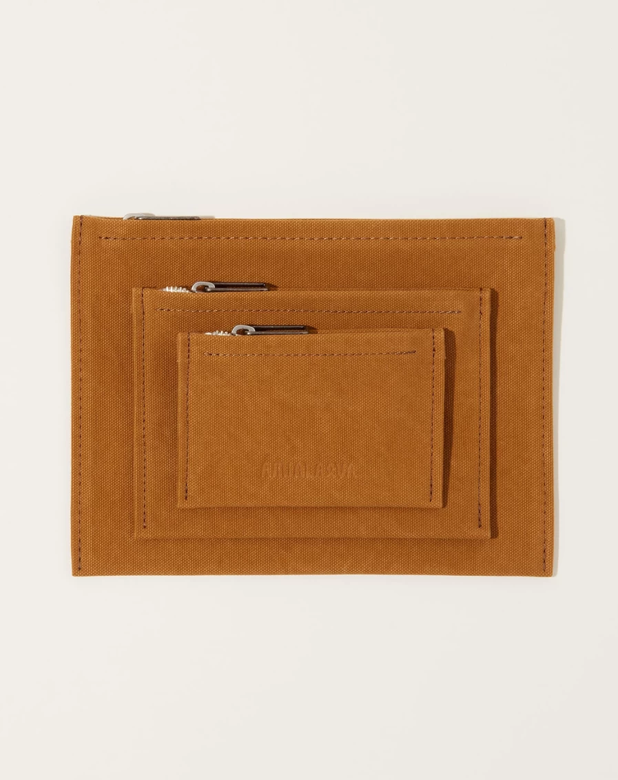 Amiacalva Mustard Washed Canvas Pouch - Eco-Friendly & Stylish Storage Bag
