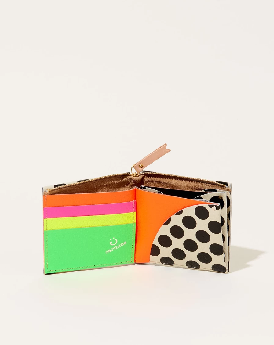 Carmine Black Neon Clear Dot Wallet - Stylish & Transparent Design for Men and Women