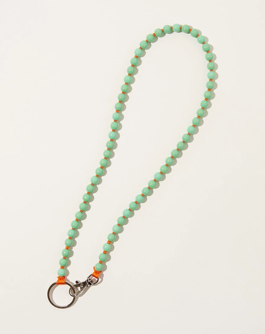 Ina Seifart Pastel Green and Orange Long Keyholder with Pearls