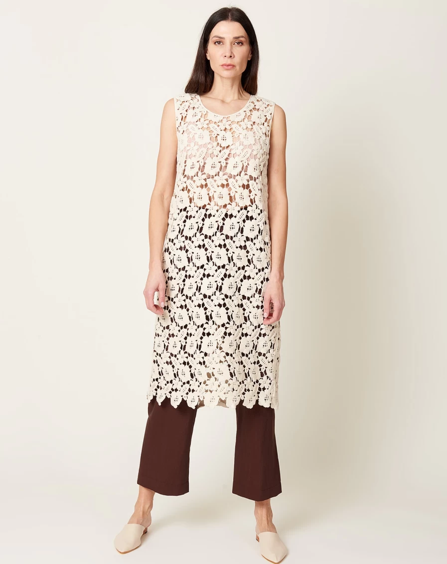Caron Callahan Lori Cotton Dress with Floral Lace Detail - Women's Boho Chic Summer Dress