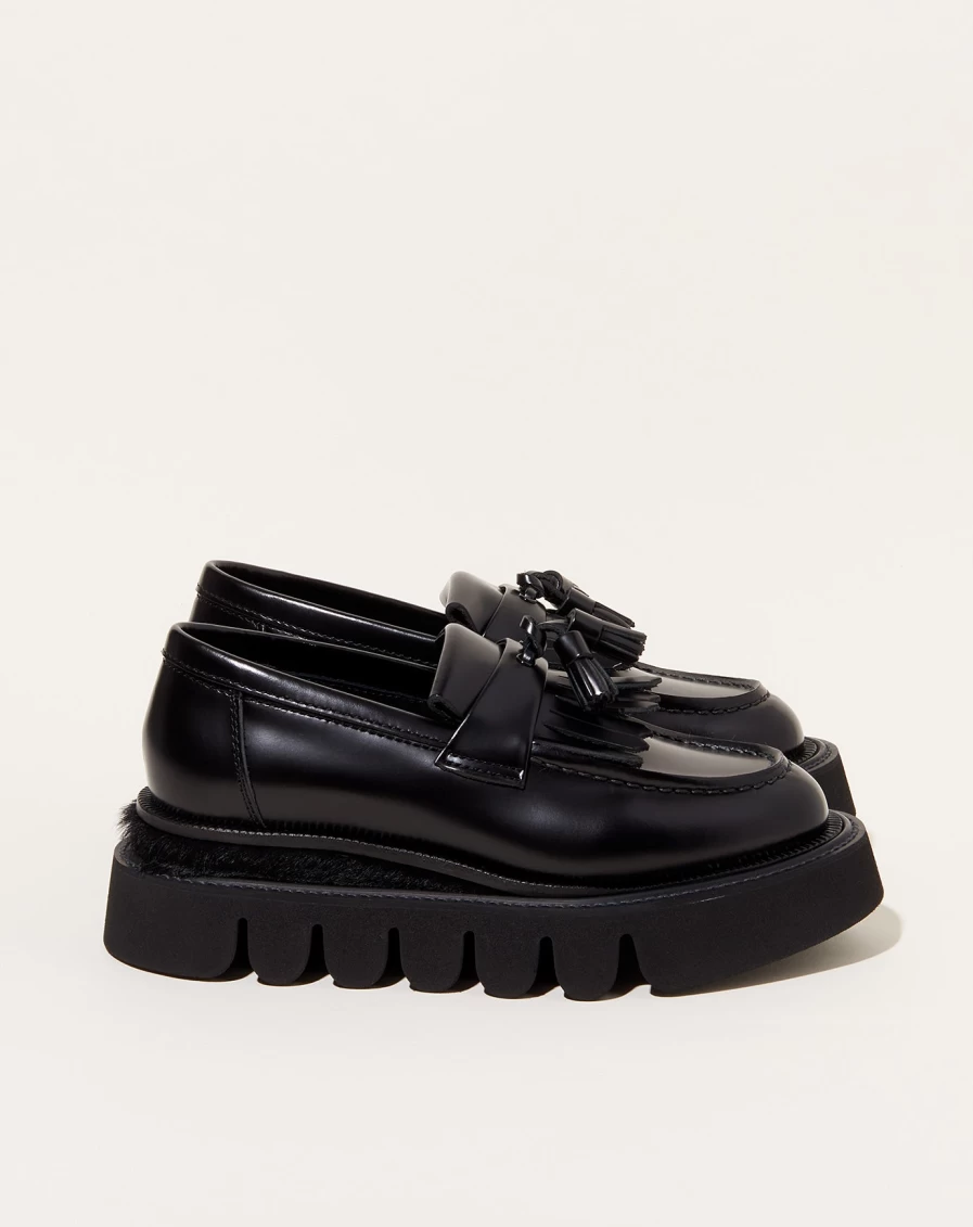 Hender Scheme Meadow Kilt Mocha Black Leather Kilt