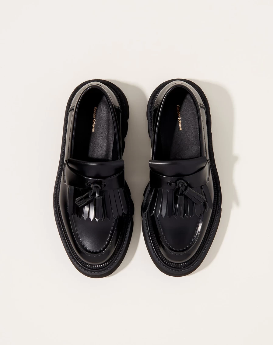 Hender Scheme Meadow Kilt Mocha Black Leather Kilt