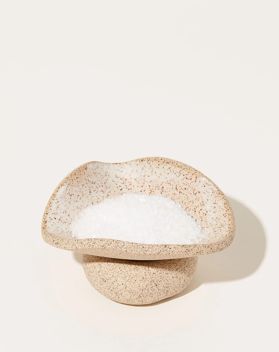SIN Speckled White Urch Salt Cellar – Ceramic Salt Keeper with Lid