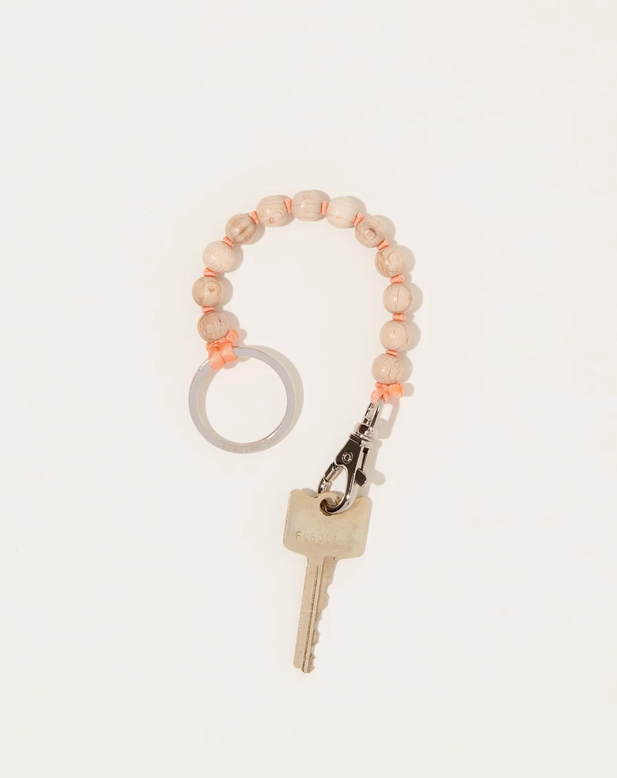 Ina Seifart Perlen Short Keyholder - Natural Peach Leather Keychain