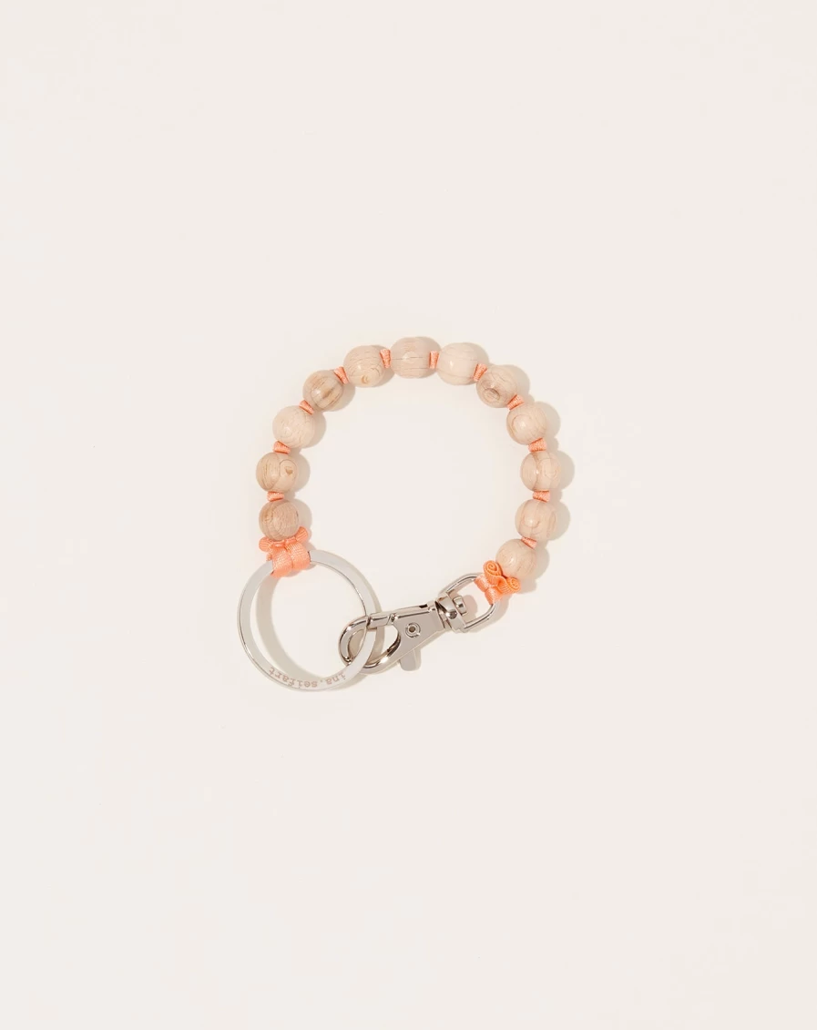 Ina Seifart Perlen Short Keyholder - Natural Peach Leather Keychain