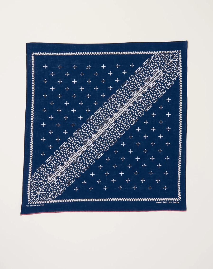 Kapital Navy Dragon Fly Bandana - Japanese Streetwear Fashion Accessory