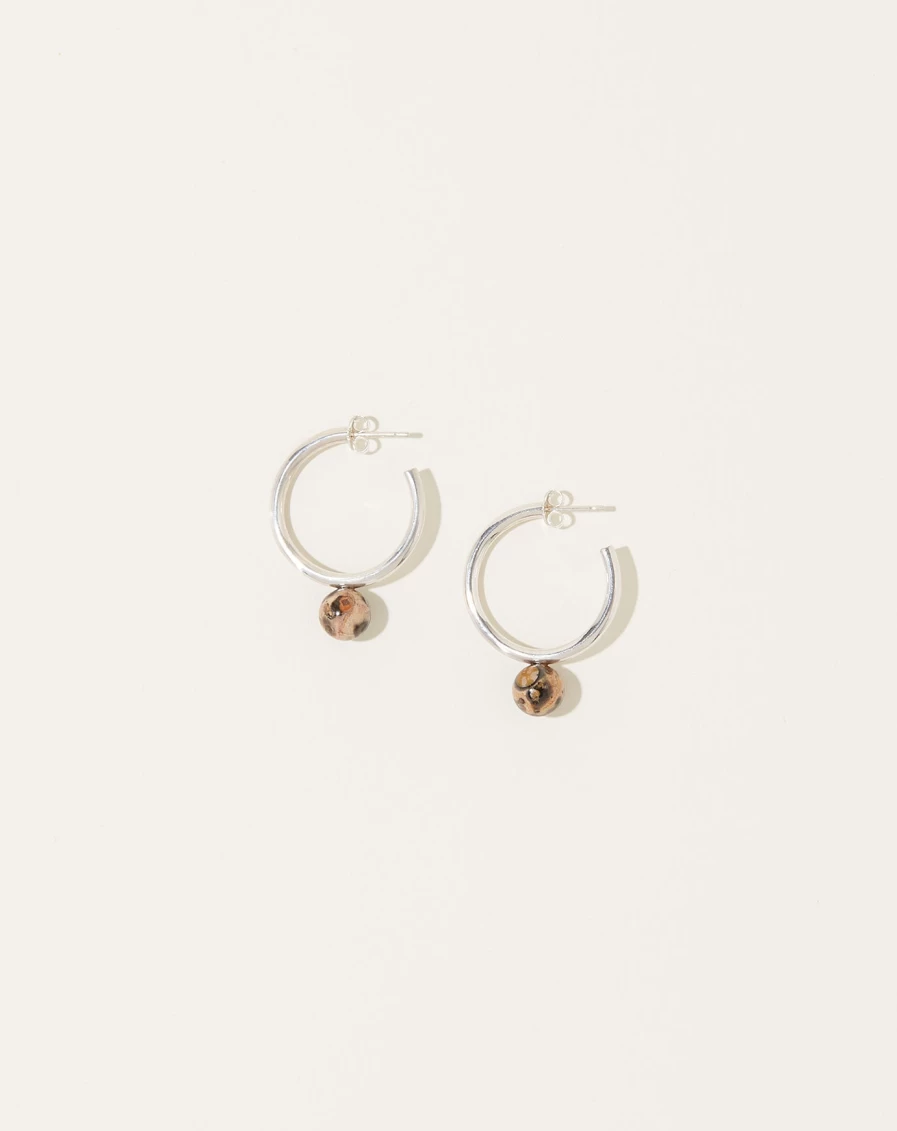 Quarry Sterling Silver Asha Earrings with Genuine Jasper Gemstone for Women