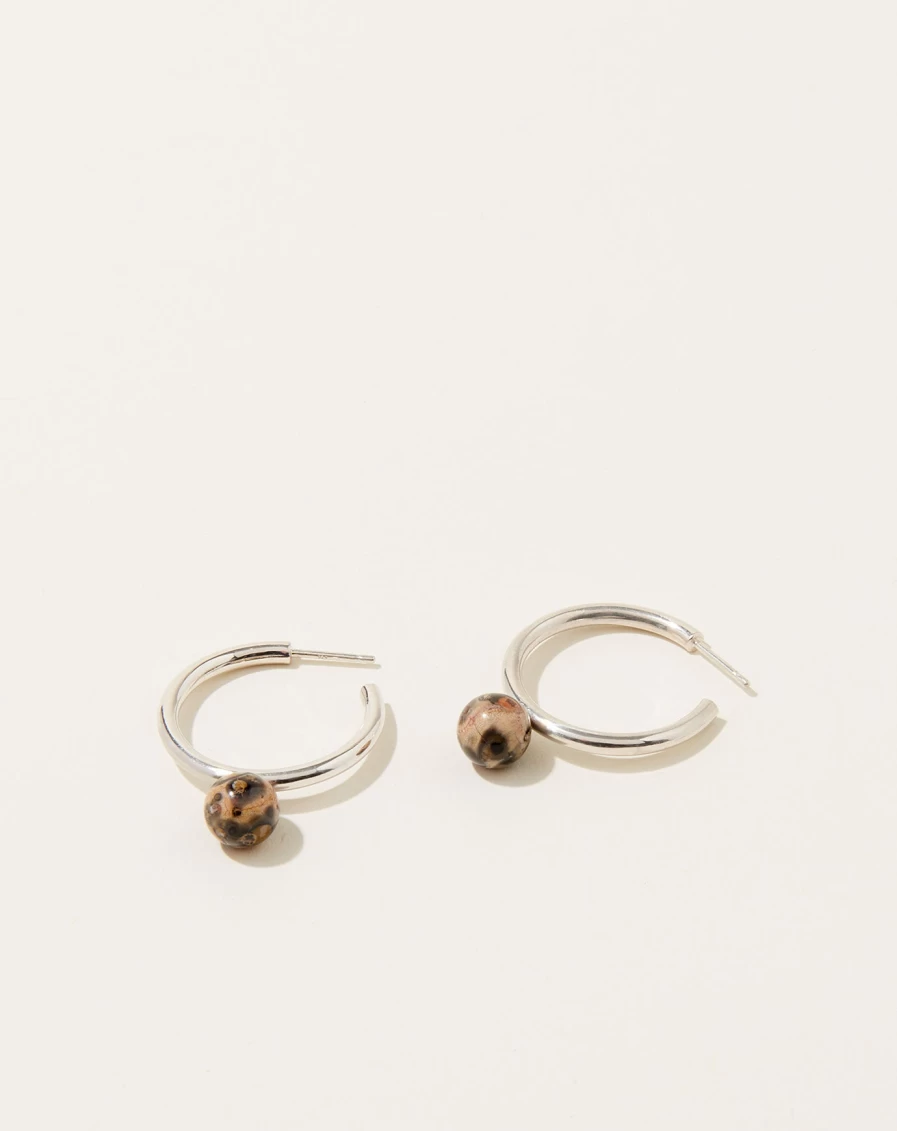 Quarry Sterling Silver Asha Earrings with Genuine Jasper Gemstone for Women