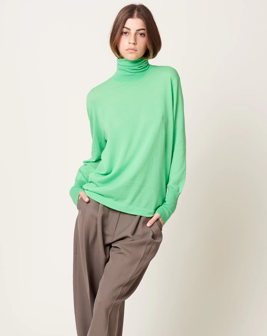Studio Nicholson Nilo Roll Neck Sweater - Apple Green Wool Blend Knitwear