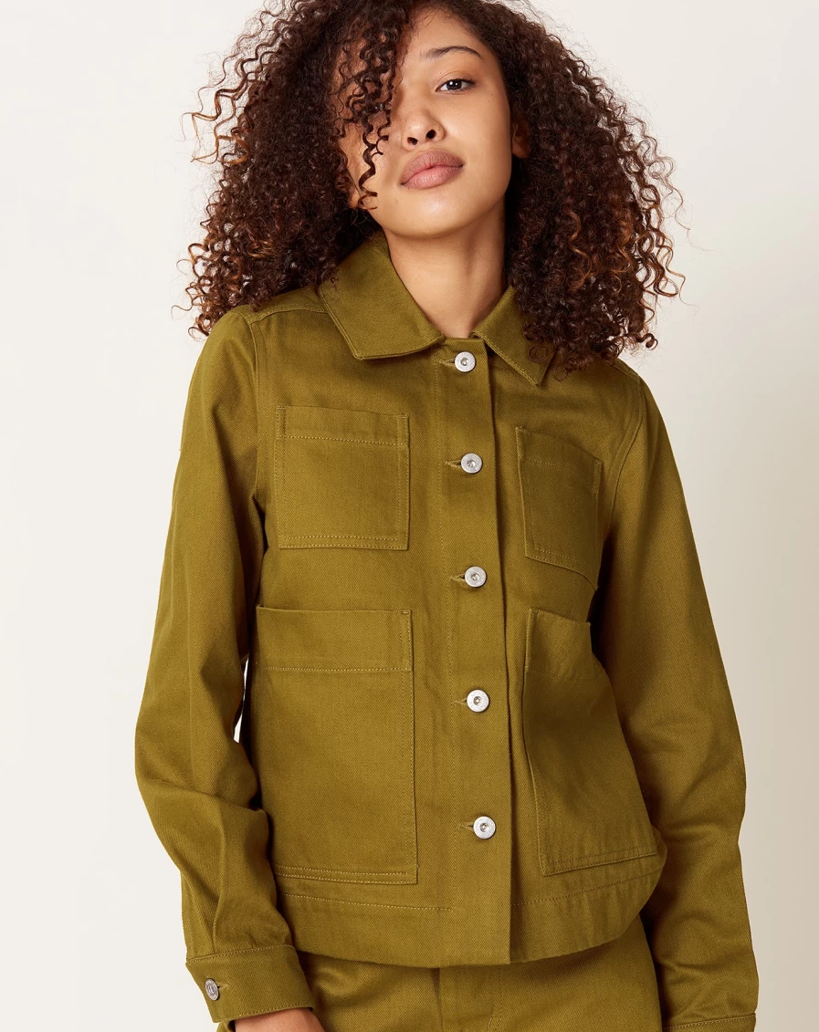 Kowtow Story Jacket - Sustainable Chartreuse Organic Cotton Women's Outerwear