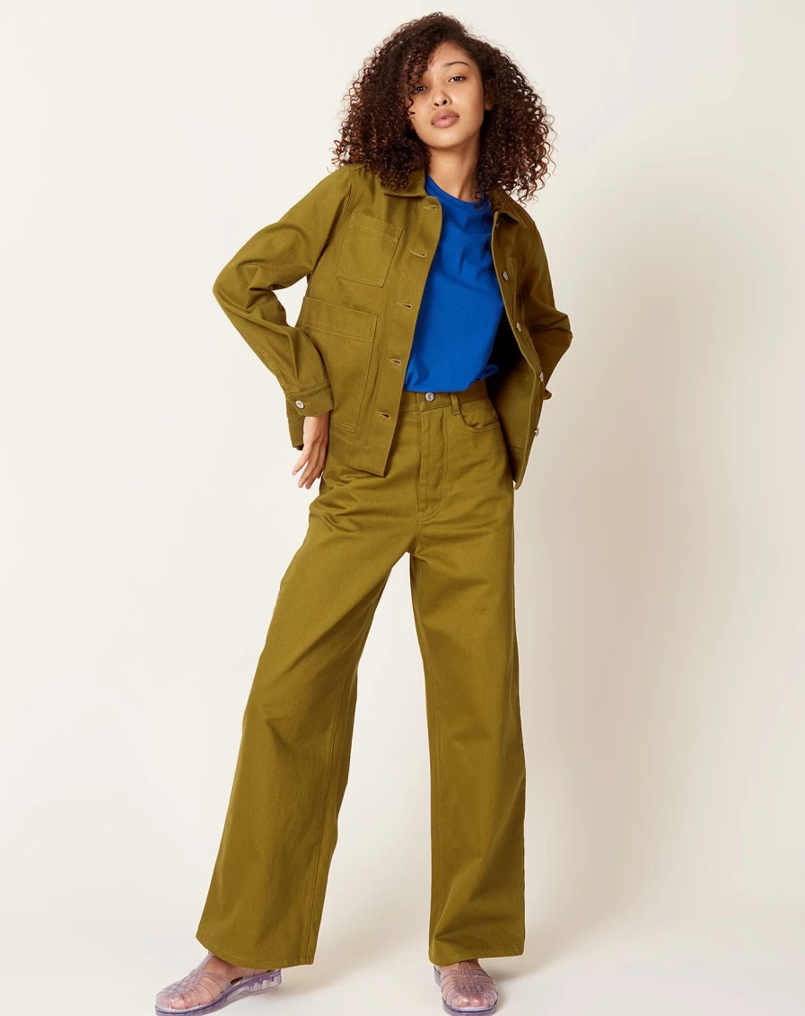 Kowtow Story Jacket - Sustainable Chartreuse Organic Cotton Women's Outerwear