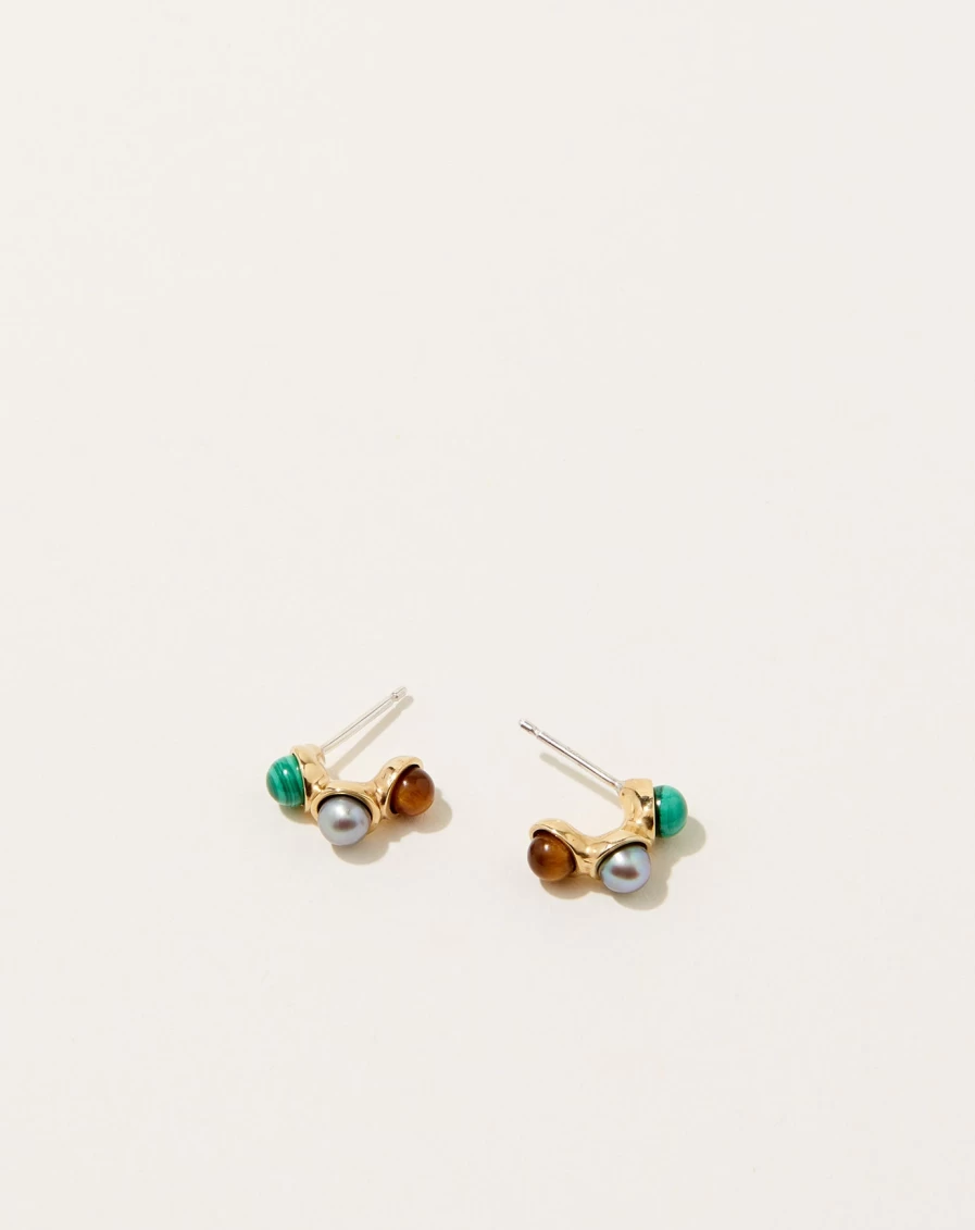 Quarry Mixed Stone Syan Earrings - Handmade Natural Gemstone Dangle Earrings for Women