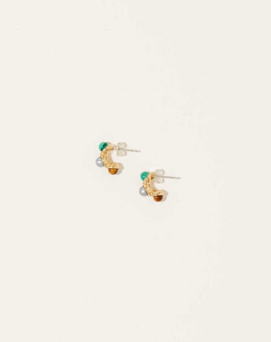 Quarry Mixed Stone Syan Earrings - Handmade Natural Gemstone Dangle Earrings for Women