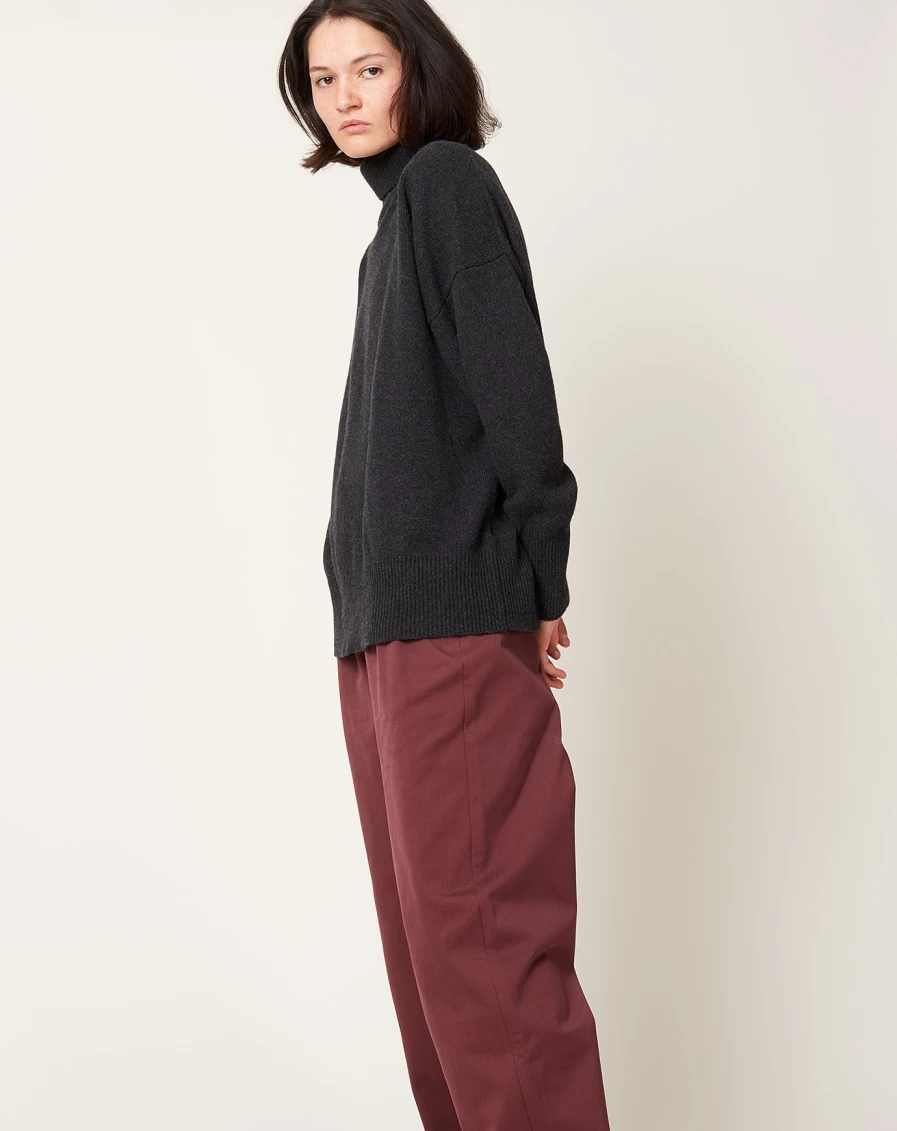 Skall Studio Dello Dark Grey Melange Turtleneck Sweater Women's Organic Cotton Knitwear