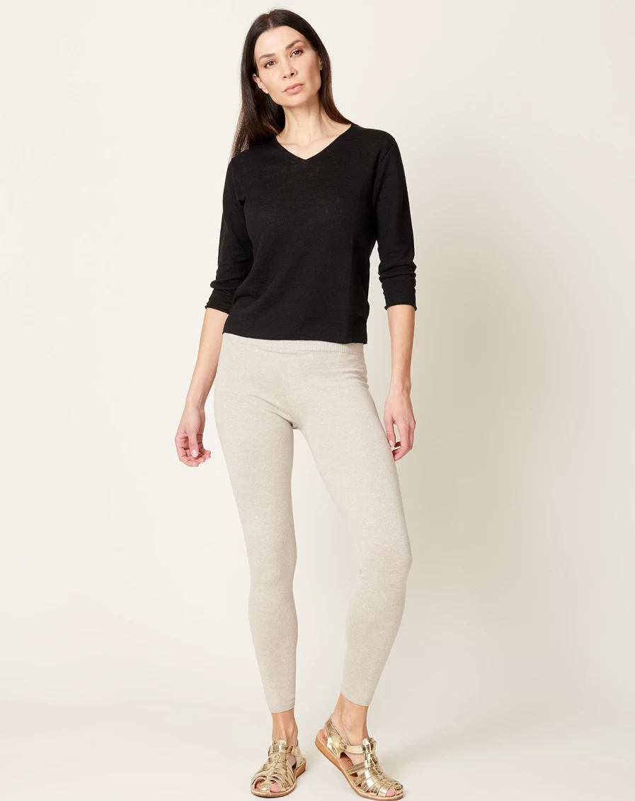 EvaM Eva Women's Light Grey Recycled Cotton Leggings - Sustainable High-Waisted Yoga Pants