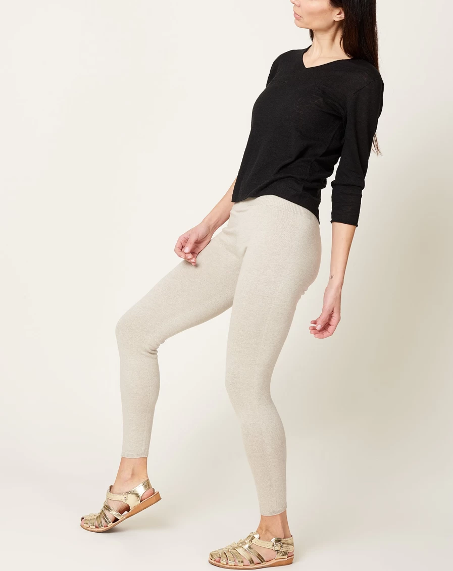 EvaM Eva Women's Light Grey Recycled Cotton Leggings - Sustainable High-Waisted Yoga Pants