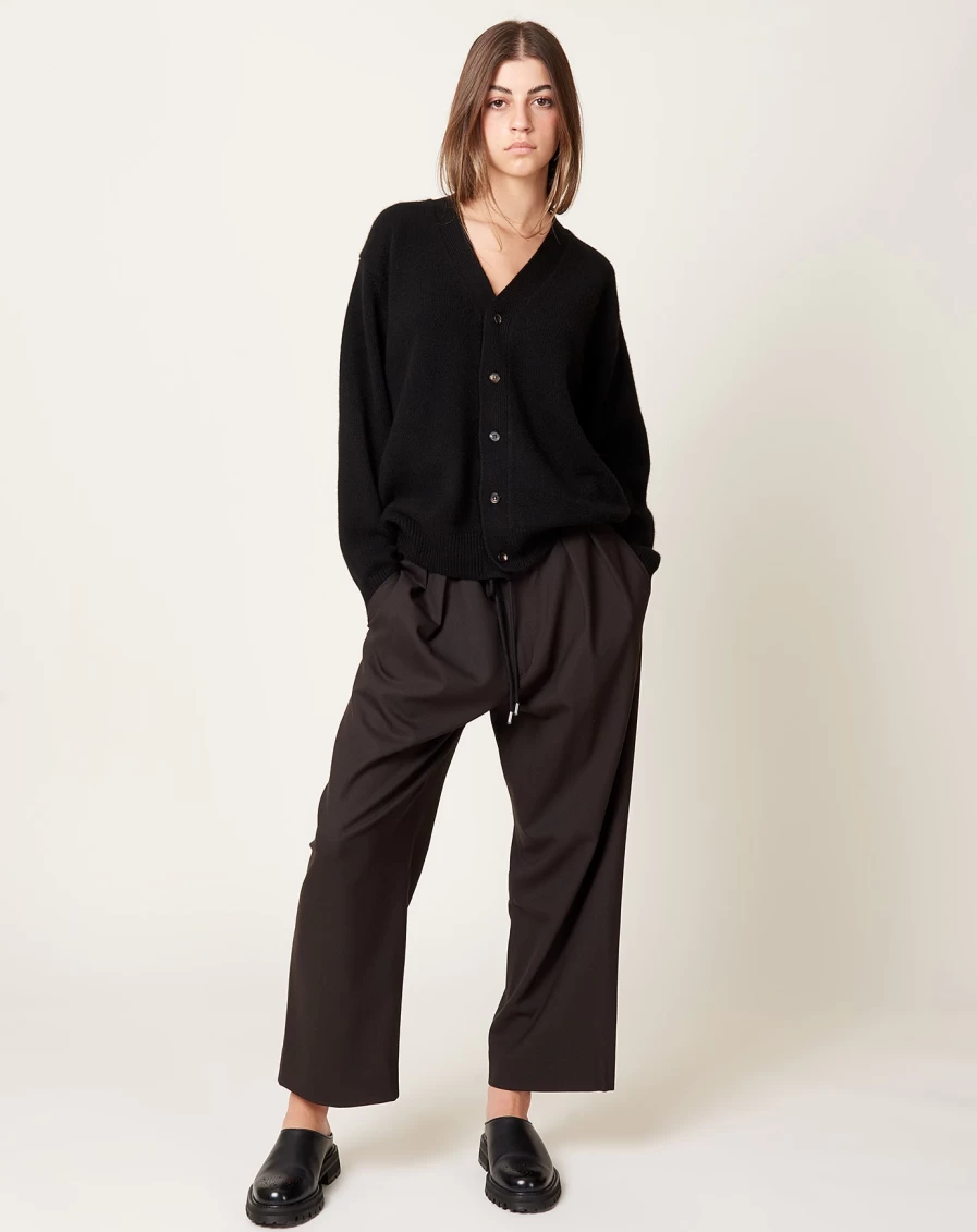 Batoner 10g Lightweight Cashmere V-Neck Cardigan Sweater for Women - Black