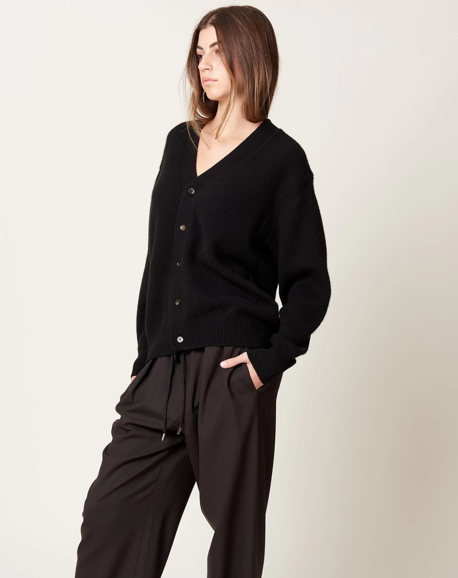 Batoner 10g Lightweight Cashmere V-Neck Cardigan Sweater for Women - Black