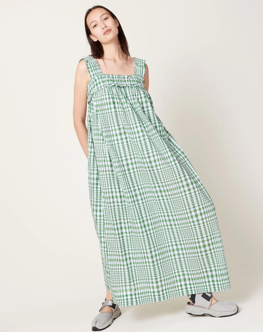 "Kowtow Orchard Dress - Sustainable Organic Cotton Field Check Pattern Women's Wear"